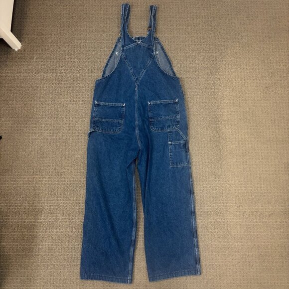 Vintage Carhartt Bib Overalls Youth Juniors 32X27 Cotton Straight Leg Utility - Picture 2 of 11